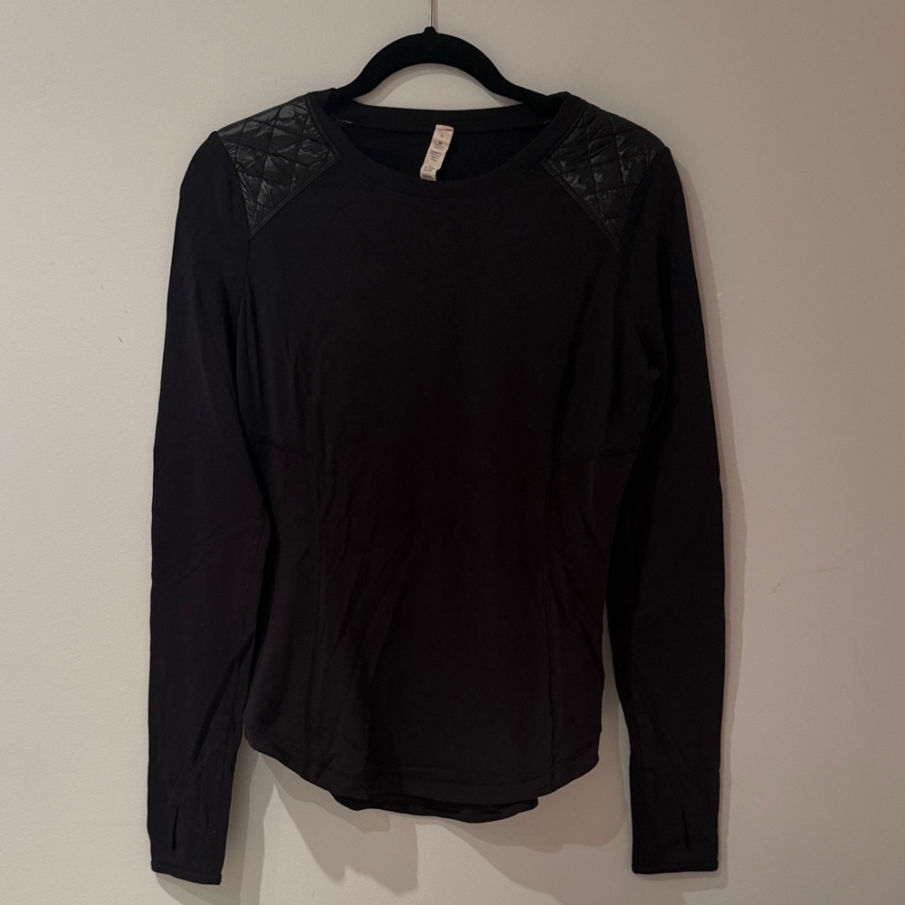 Lululemon Black Long Sleeve Top with Quilted Shoulders